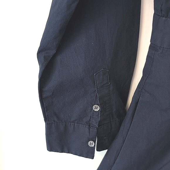 J. Crew Women's 100% Cotton Midi Shirt Dress Navy Blue Size 8 Classic Preppy - Picture 4 of 8